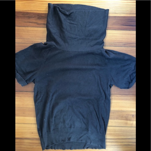 Brown short sleeve cowl-neck sweater - Picture 1 of 3